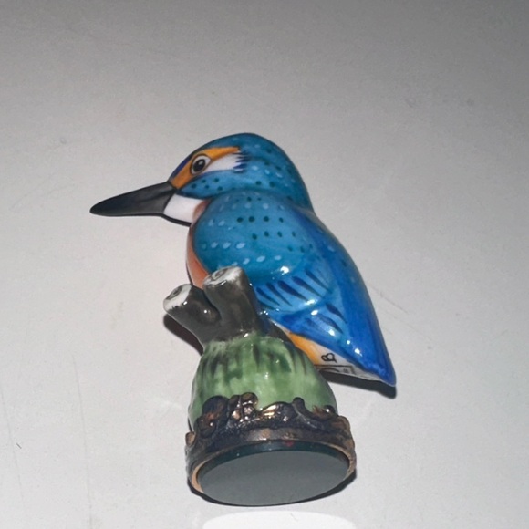 RARE Halcyon Days Enamel Porcelain Kingfisher Desk Seal - Picture 3 of 11